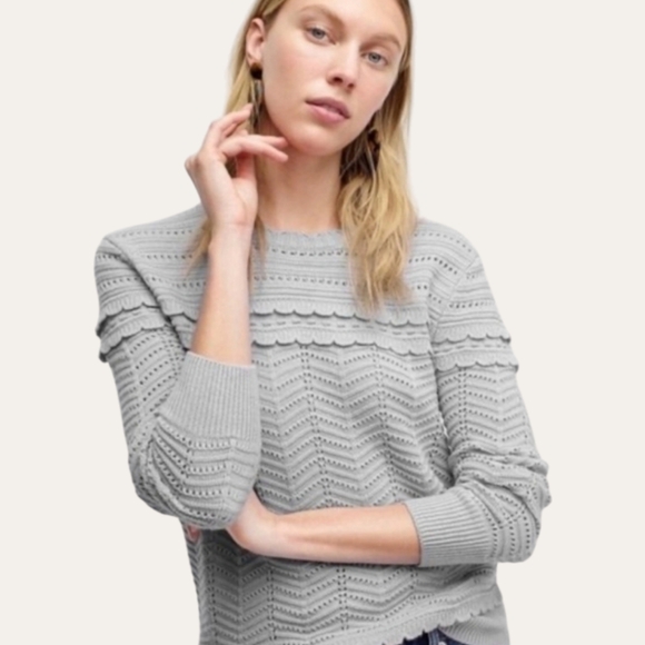 J. Crew Wool Pointelle Crew Sweater - Picture 1 of 6